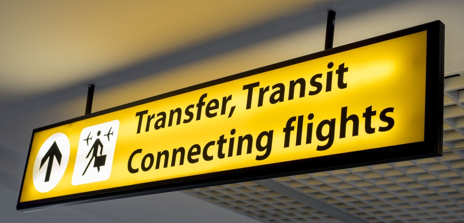 Airport Transfer Transit Connecting Flights Sign