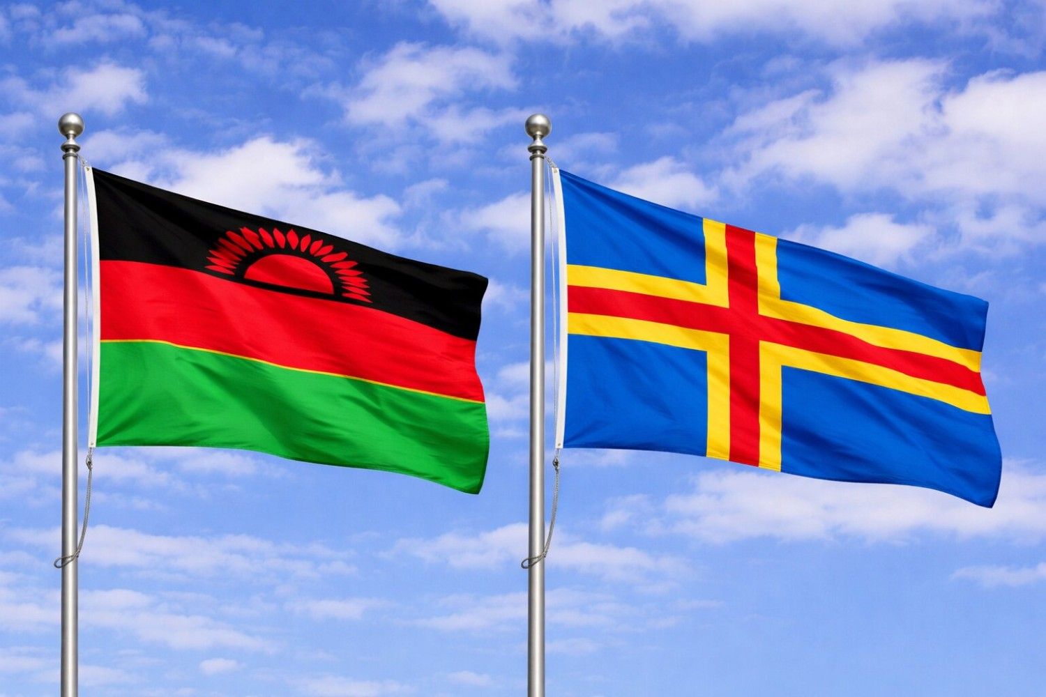 Aland Islands And Malawi Flag