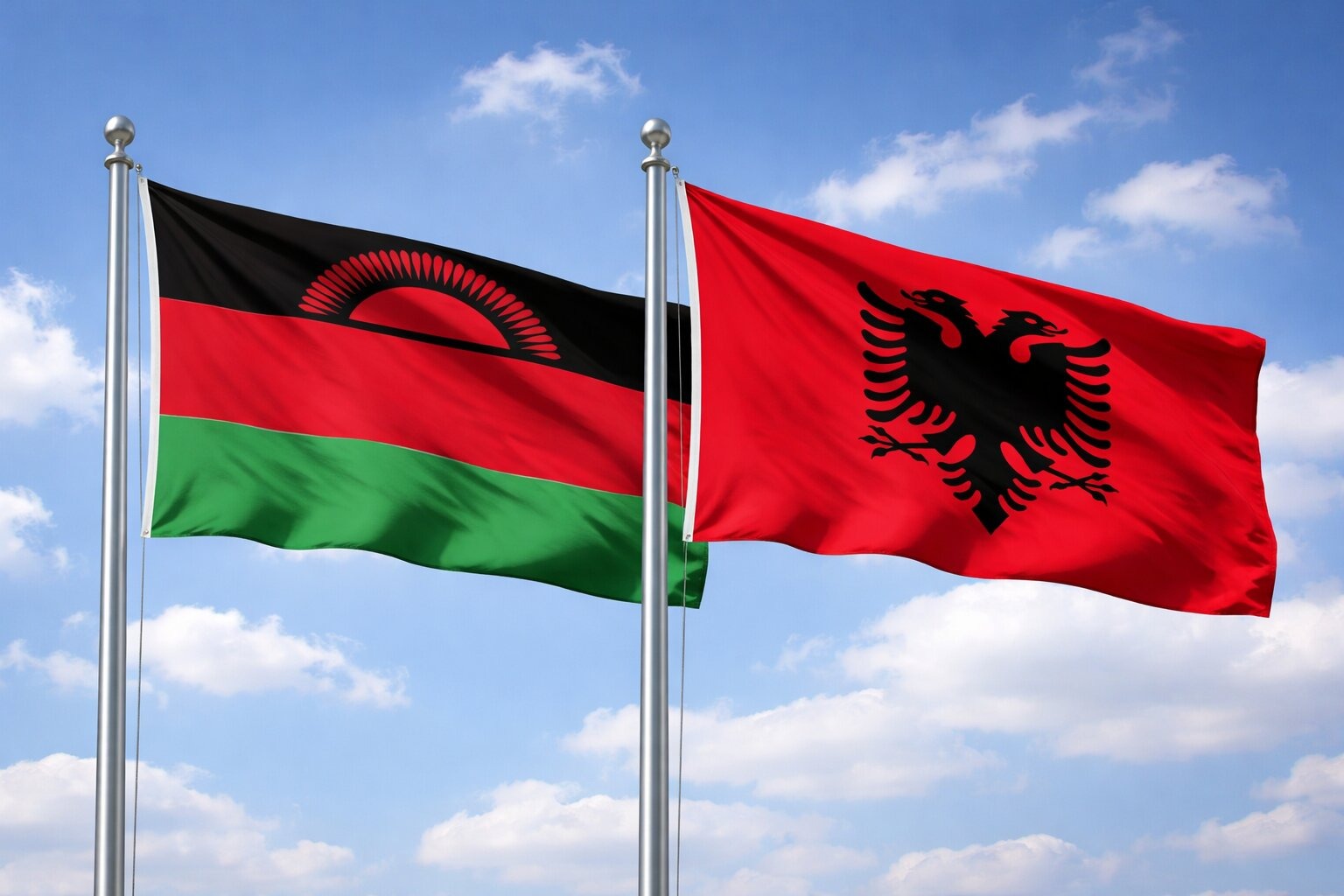 Albania And Malawi Flag
