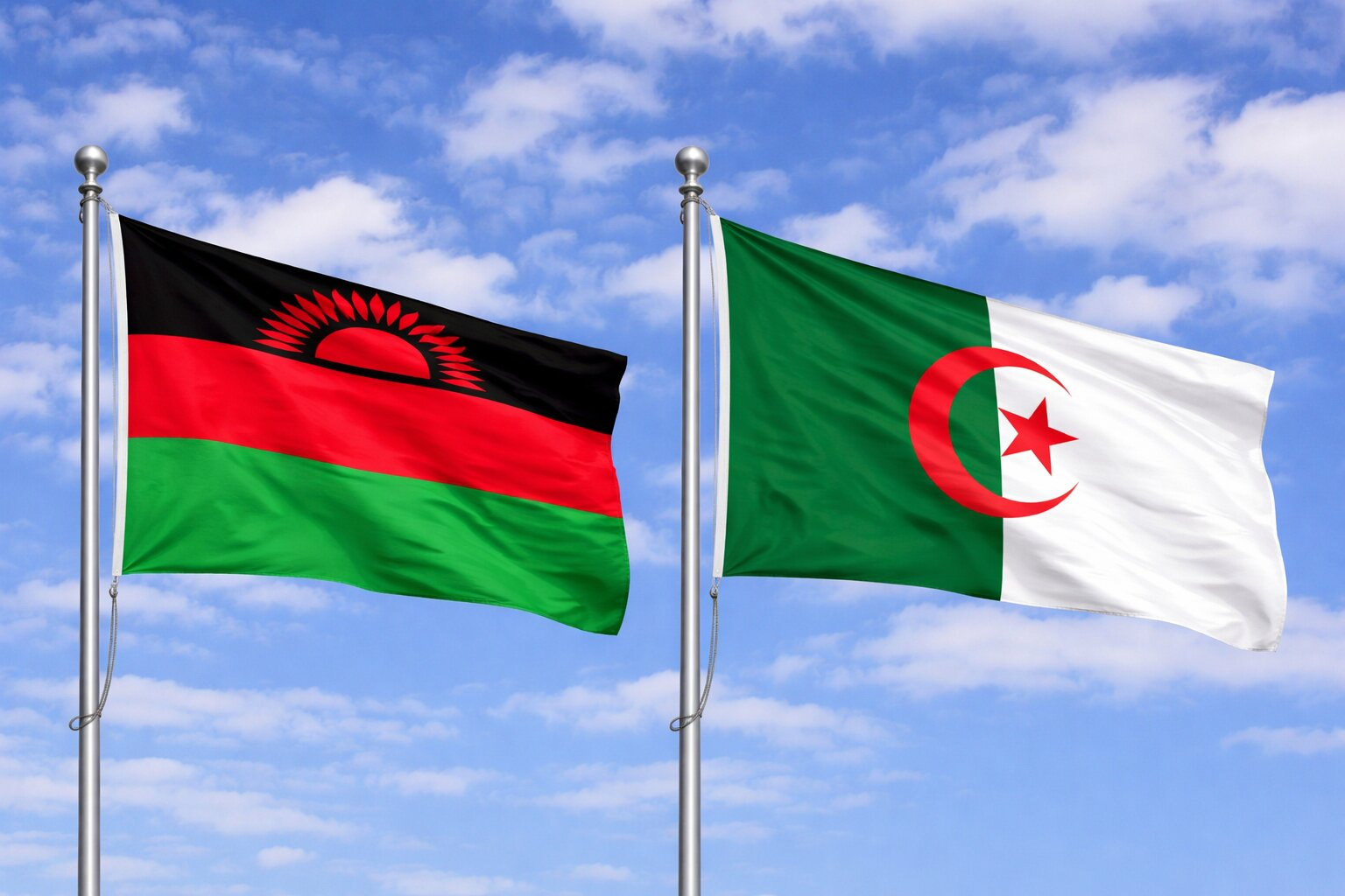 Algeria And Malawi Flag