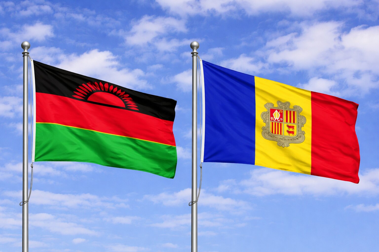 Andorra And Malawi Flag