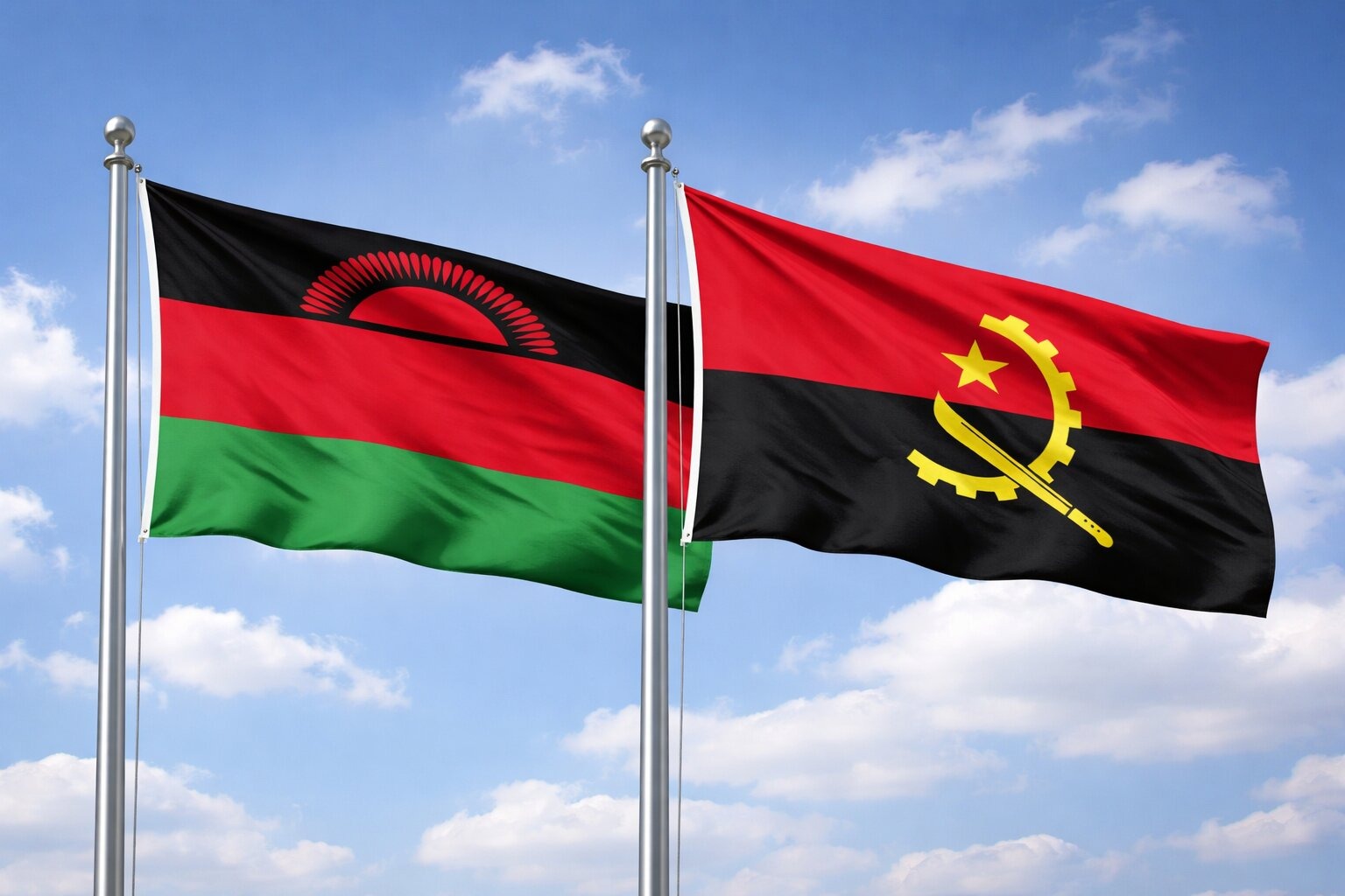 Angola And Malawi Flag
