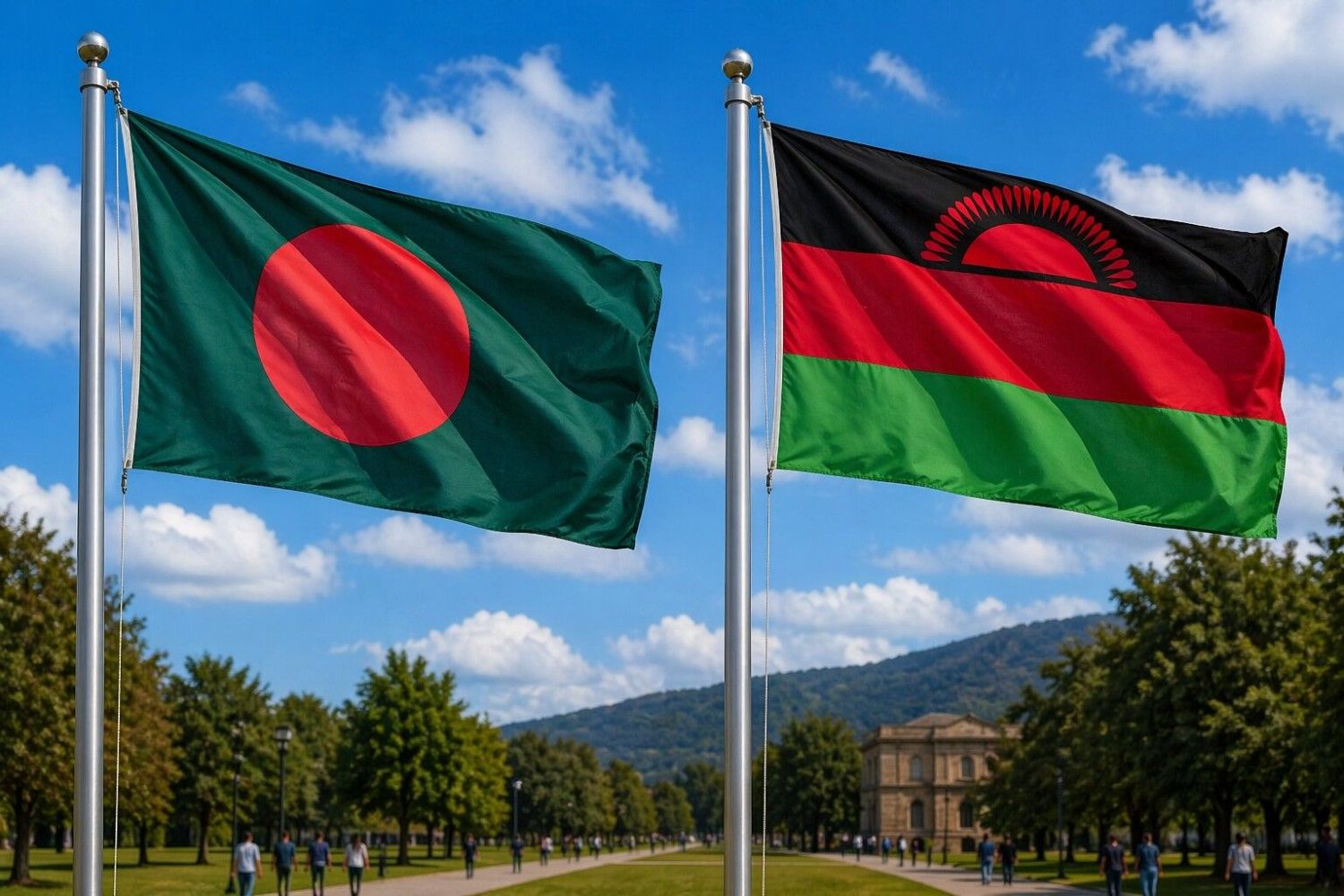 Bangladesh And Malawi Flag