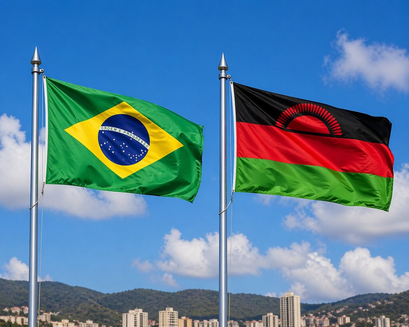 Brazil And Malawi Flag