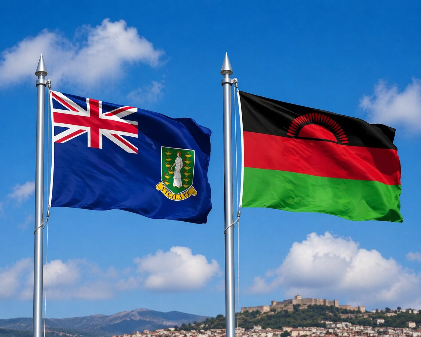 British Virgin Islands And Malawi Flag