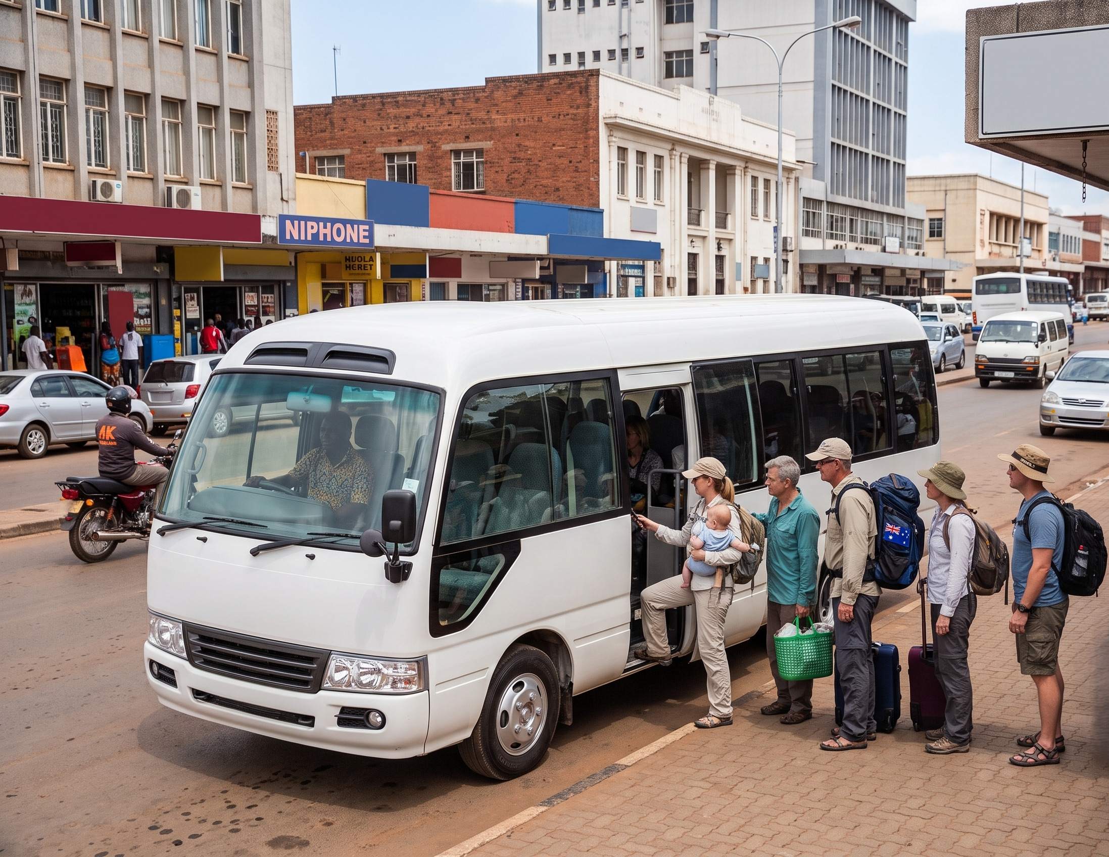 Tourist Boarding Bus In Malawi