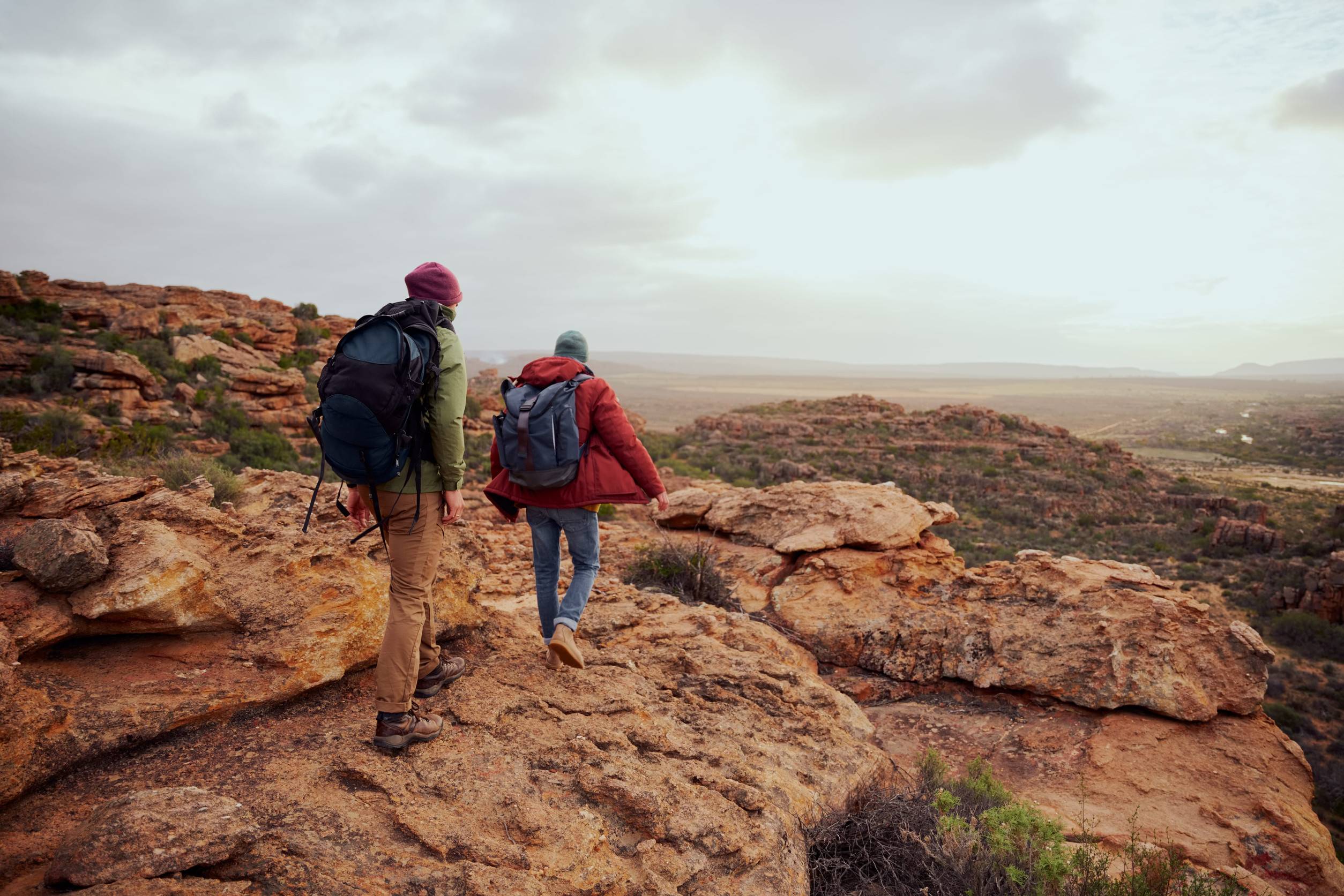 Two travellers hiking on Mount Mulanje