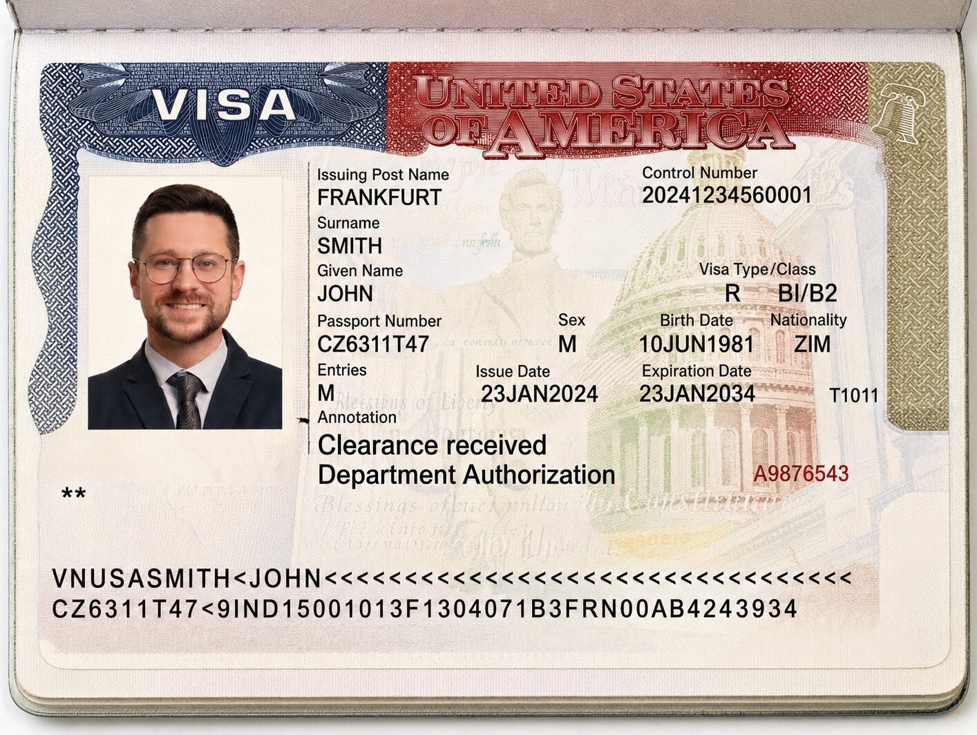 Valid Visa for the Next Destination Sample